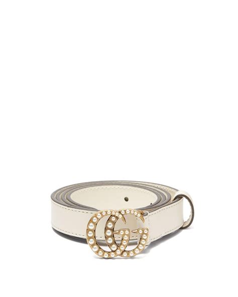 gucci faux pearl-embellished leather belt|best faux Gucci belt.